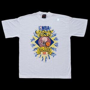 VTG 90s NBA x Looney Tunes McDonald's T-Shirt Porky Pig All-Star Promo Tee RARE